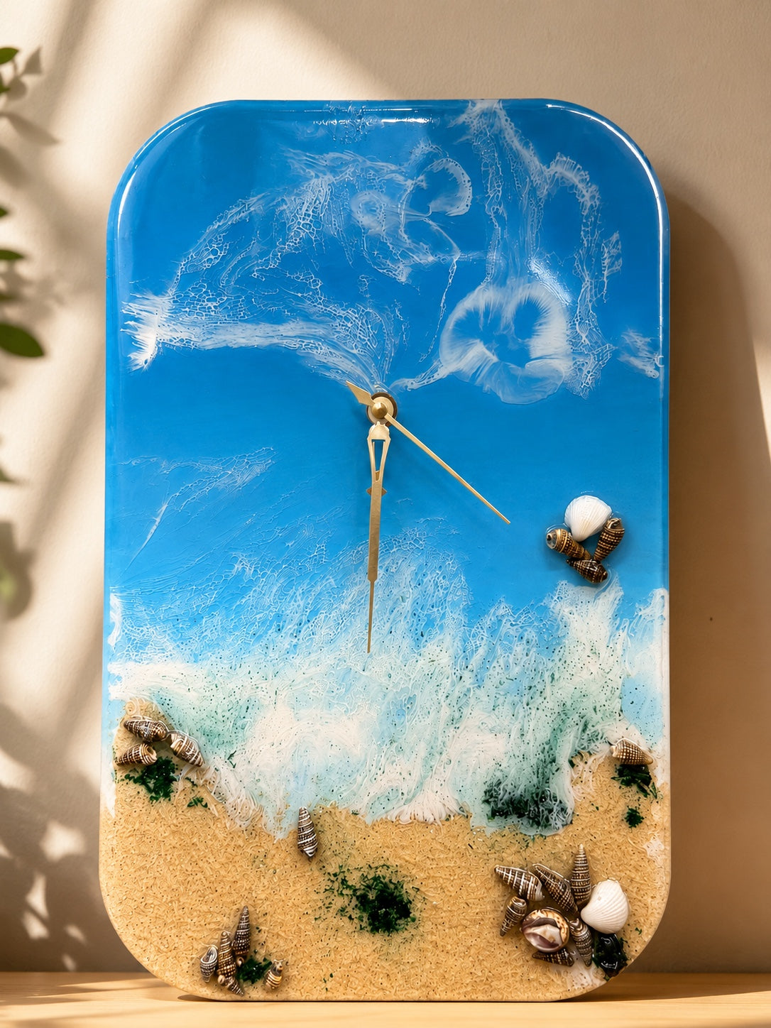 Ocean Wave Resin Wall Clock – Handmade Coastal Beach Art Clock