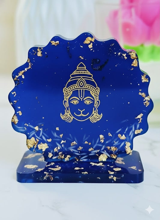 Handcrafted Blue Resin God Frame with Gold Foil – Spiritual Home Décor (set of 2)